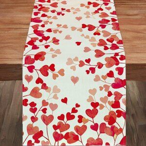 Valentines Day Table Runner Heart Dining Cloth Cottage Red Wedding Decor 13x120